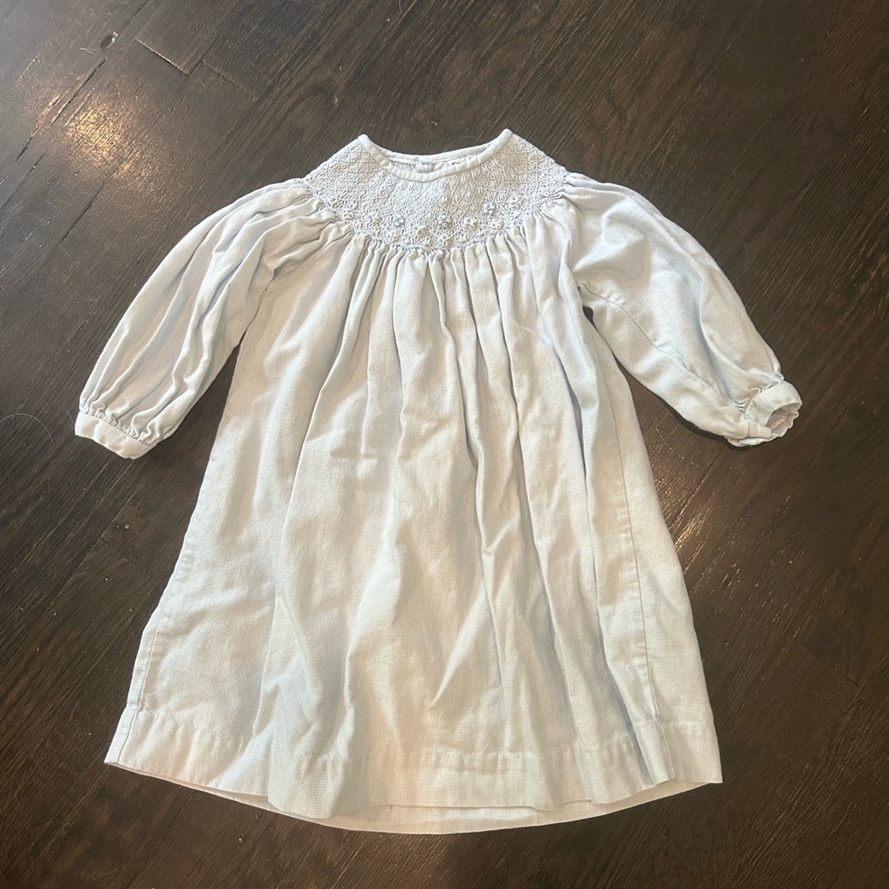 Smocked Girls Light Blue Dress, 18M
